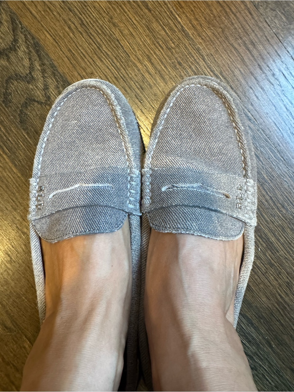 Ralph Lauren Women's Taupe Canvas Penny Loafers